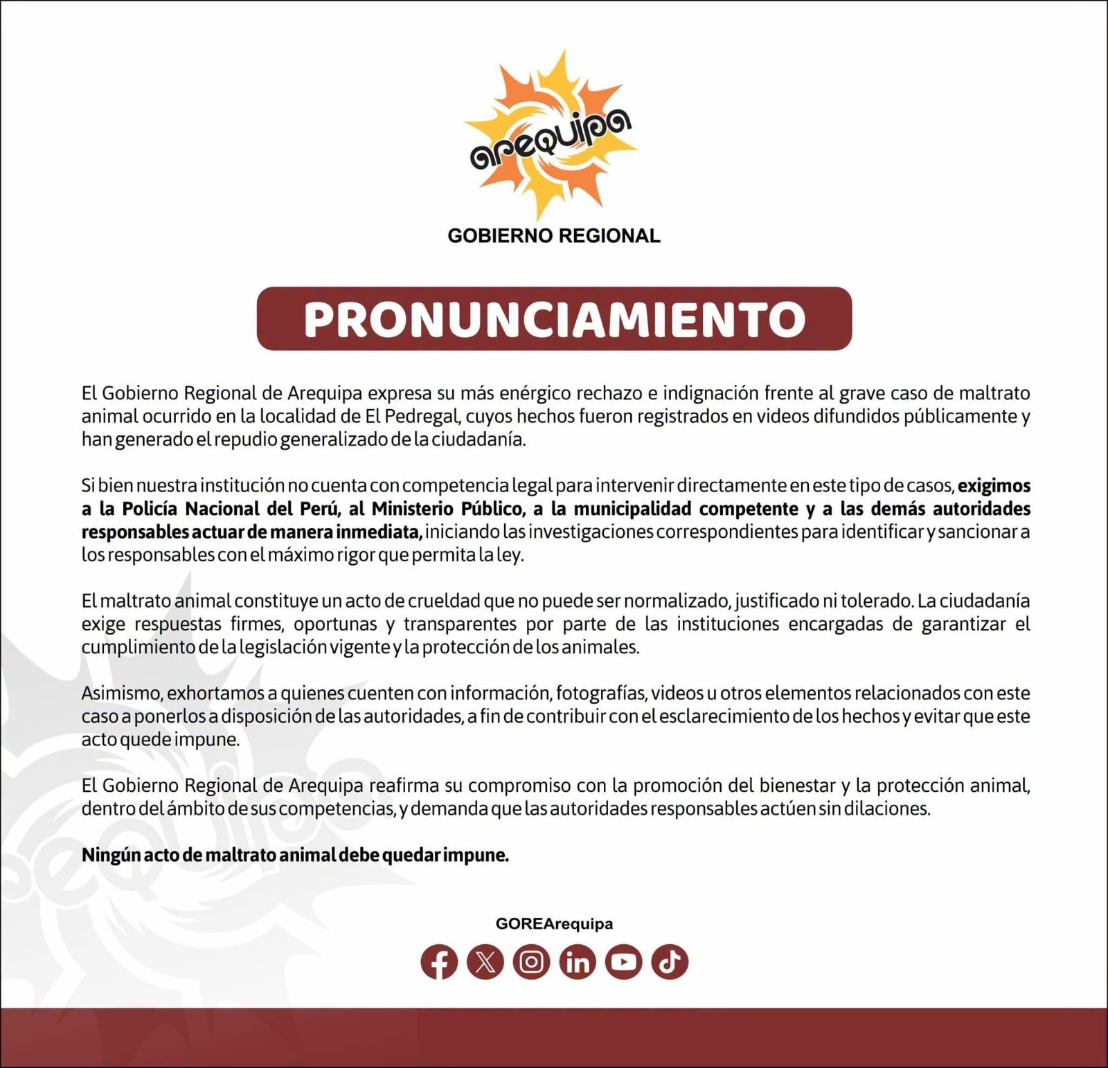 El Gobierno Regional de Arequipa solicitó investigación y sanción