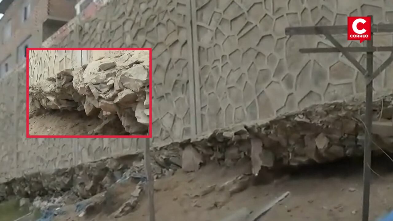 Un muro de contención con grietas y rocas sueltas amenaza con derrumbarse. Los residentes exigen intervención municipal.