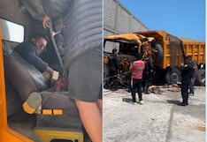 Trujillo: Conductor de volquete queda atrapado en su cabina tras triple choque