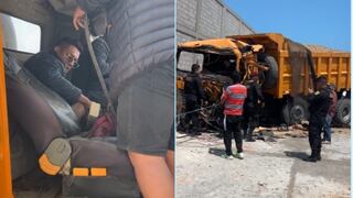 Trujillo: Conductor de volquete queda atrapado en su cabina tras triple choque