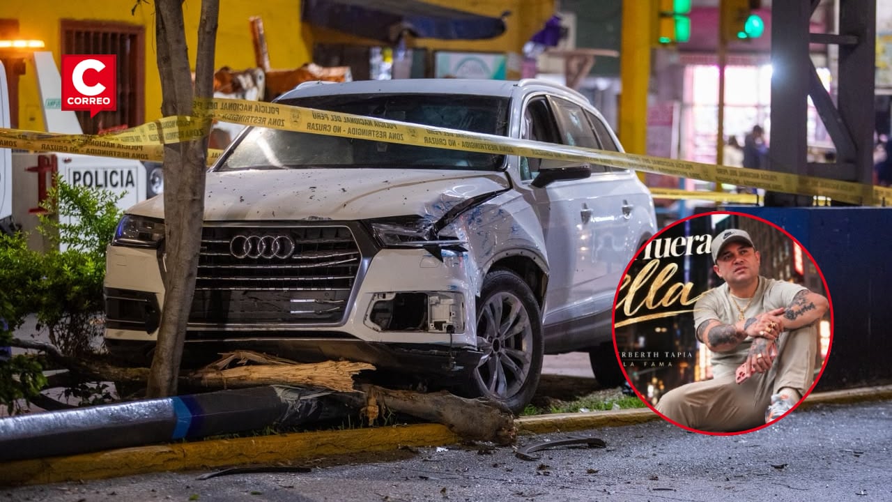 Tras el ataque, la unidad en la que se trasladaba el artista perdió el control y terminó impactando contra un poste. (Fotos: Fernando Sangama / @photo.gec)