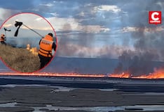 Puno: Incendio forestal arrasa totorales cerca de las islas de los Uros