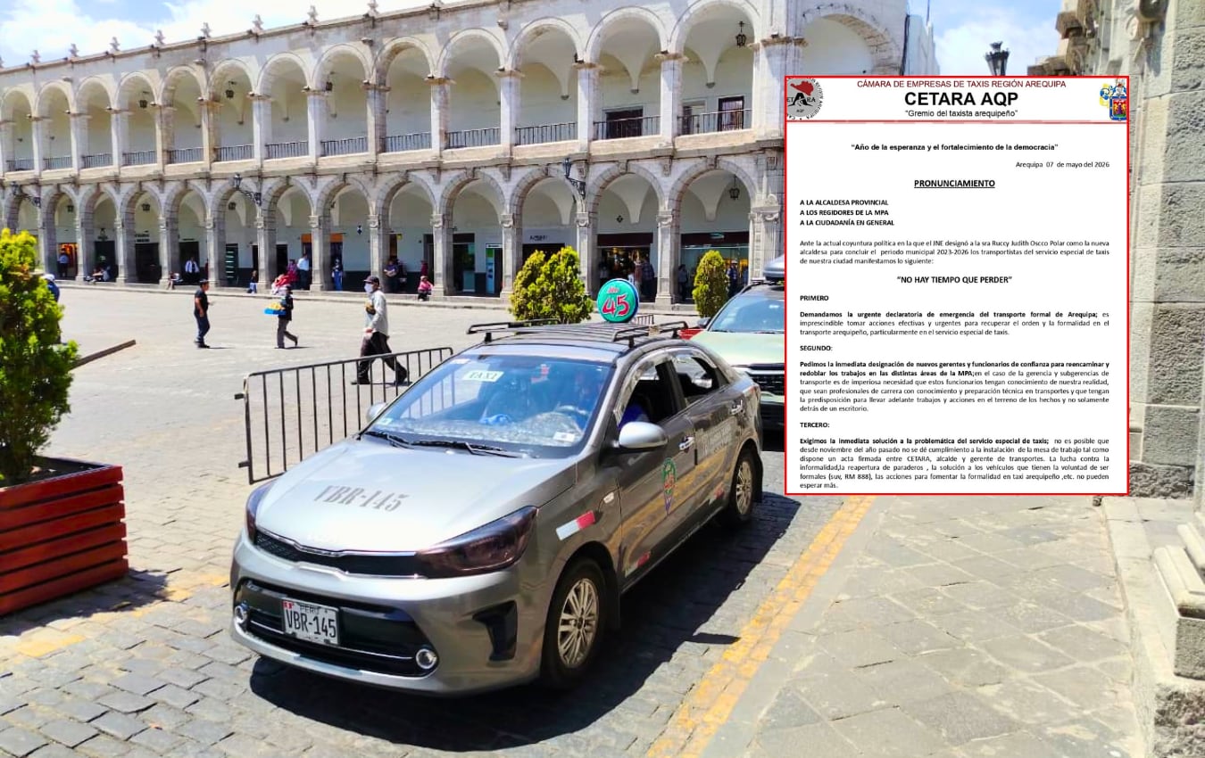Gremio de taxistas de Arequipa demanda la declaratoria de emergencia del transporte. Foto: GEC.