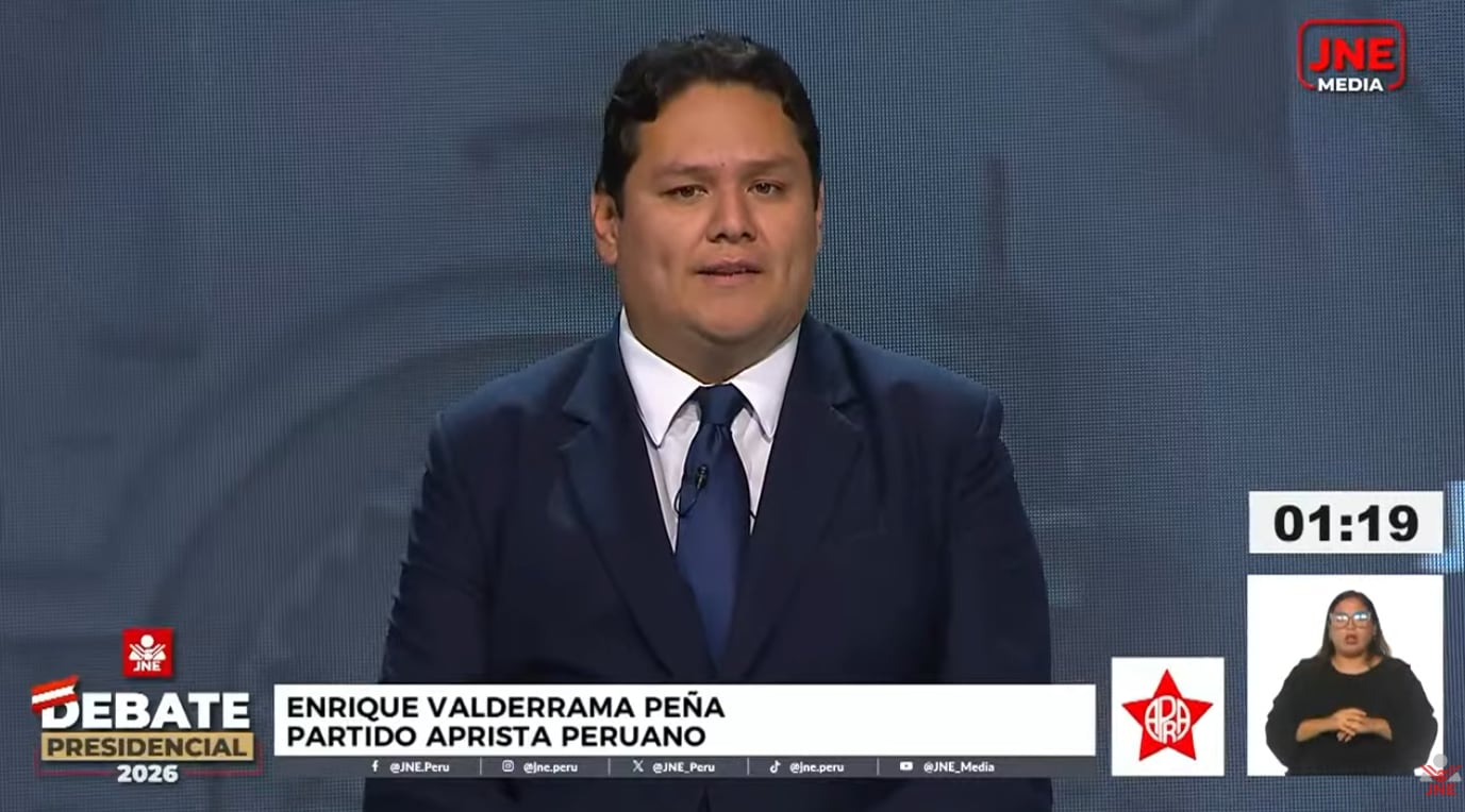 El candidato del Partido Aprista Peruano respondió a una consulta ciudadana y fijó su postura personal sobre el aborto en casos de violación durante el debate presidencial. (Captura de imagen del JNE)