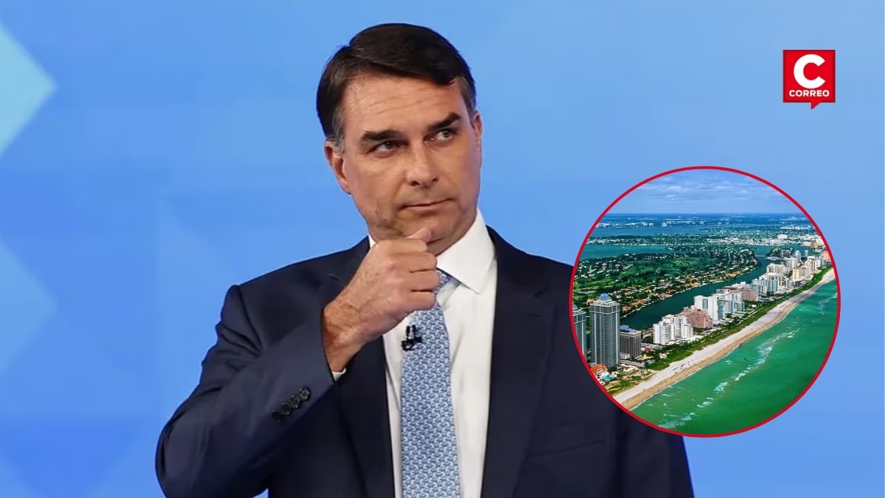 Flávio Bolsonaro aterriza en Estados Unidos y prevé declarar ante la prensa. Composición: Diario Correo.