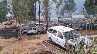 Huancayo: Arde almacén de la policía y decenas de vehículos termina en chatarra