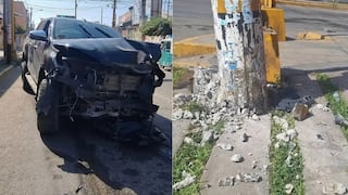 Ica: conductor huye tras chocar camioneta contra poste de alta tensión en La Tinguiña