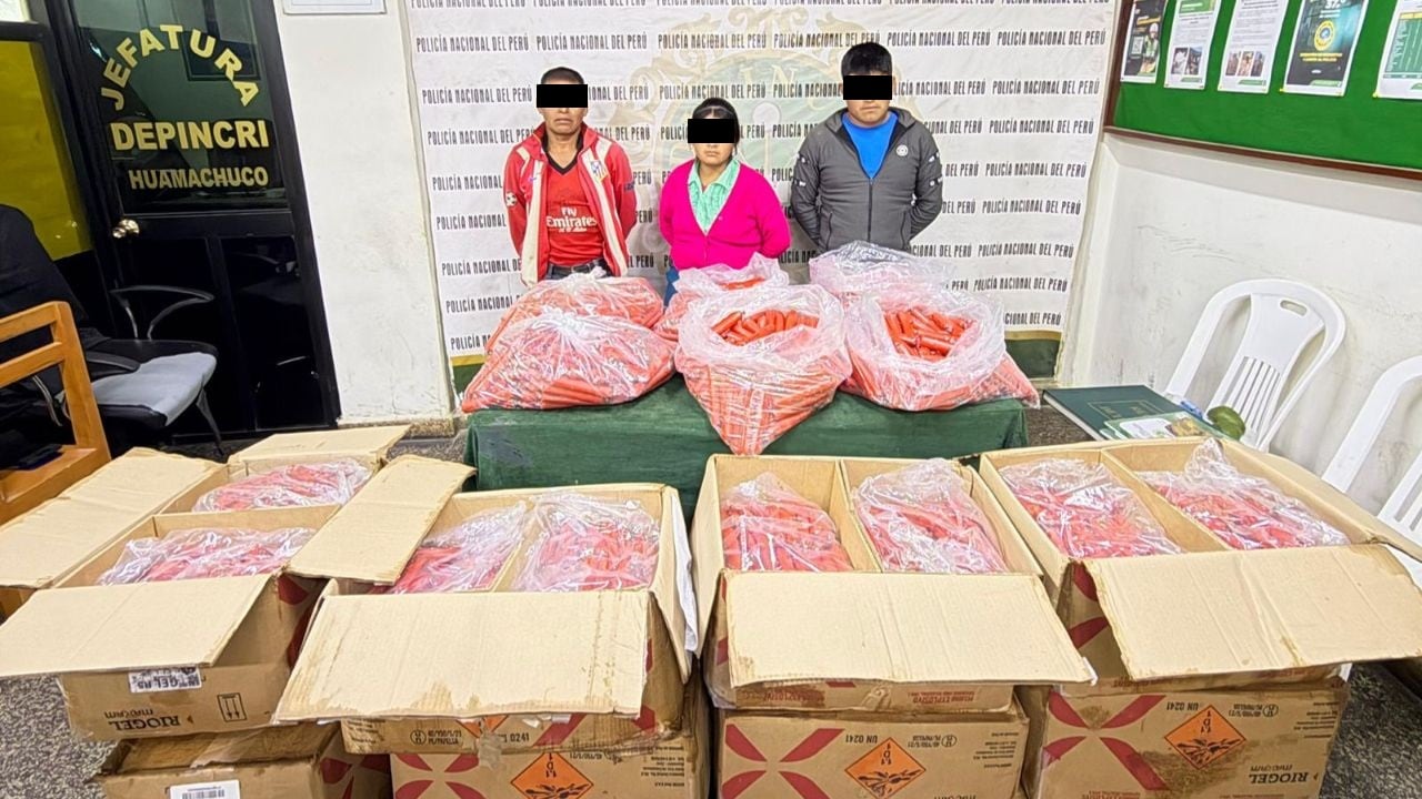 Policía detalló que detuvo a dos hombres y una mujer durante operativo en la provincia de Sánchez Carrión. (Foto: PNP)