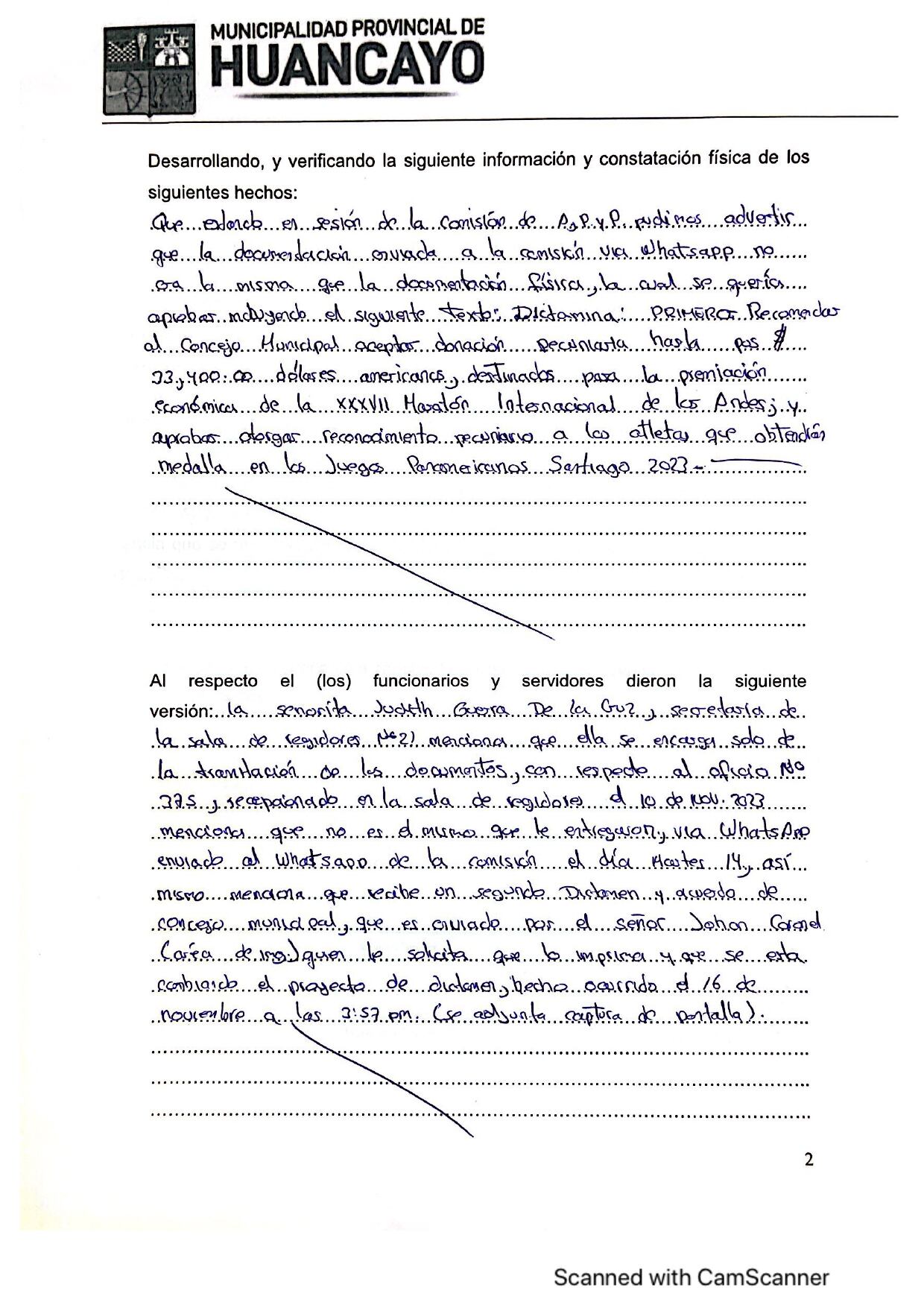 Acta donde se detalla intención de incluir incentivos a última hora.