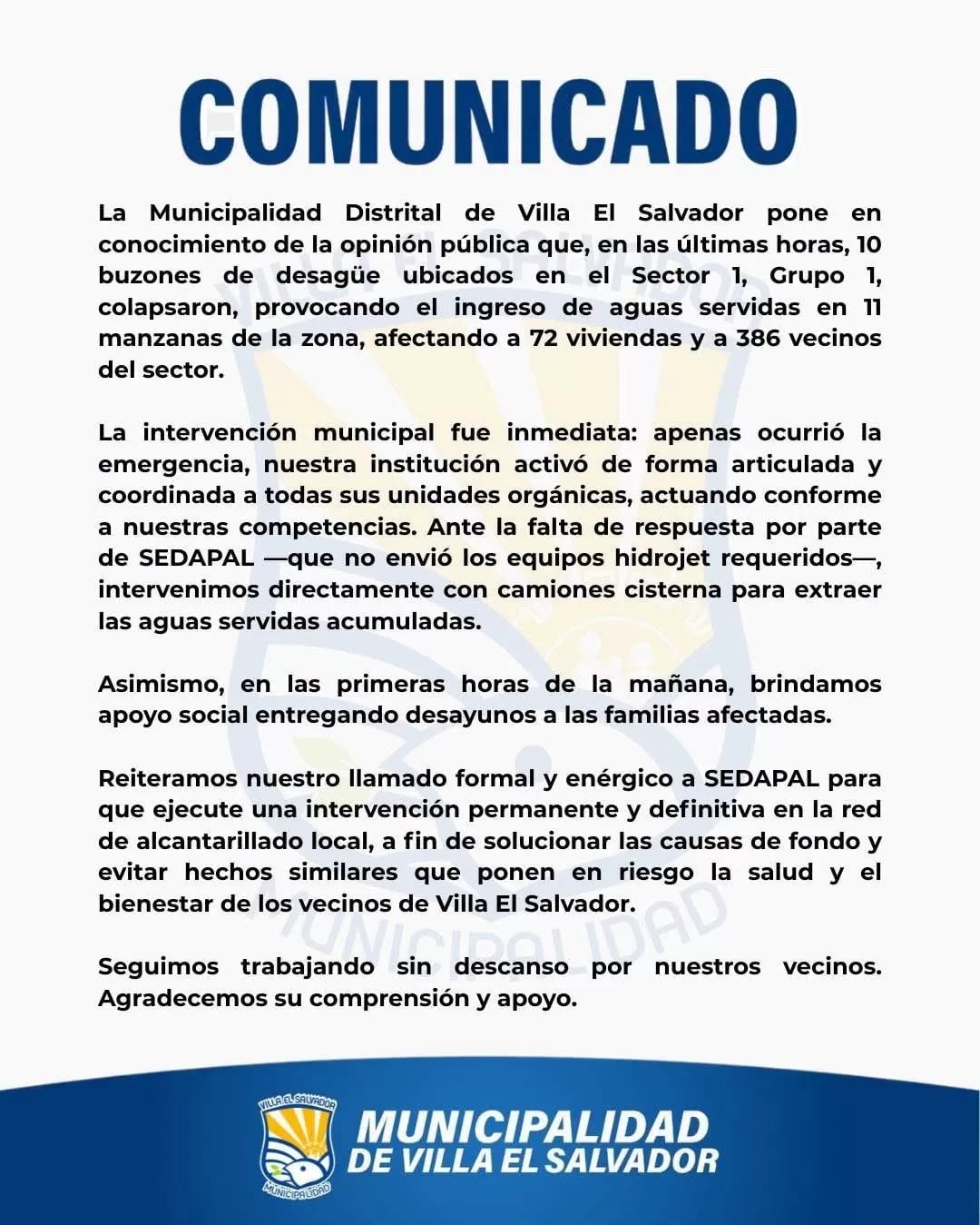 (Foto: Municipalidad Villa El Salvador)