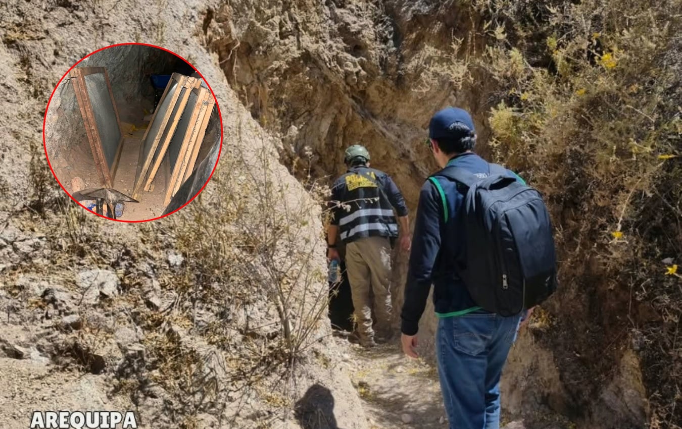 Intervienen campamentos mineros en Lluta, provincia de Caylloma. Foto: Protejamos el Medio Ambiente - PNP.