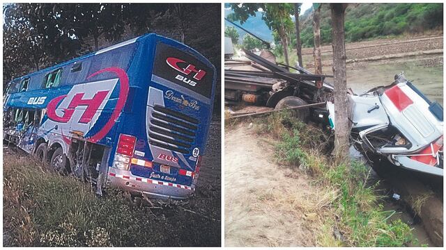 Dos pasajeros muertos y cuatro heridos deja choque entre ómnibus y un camión 