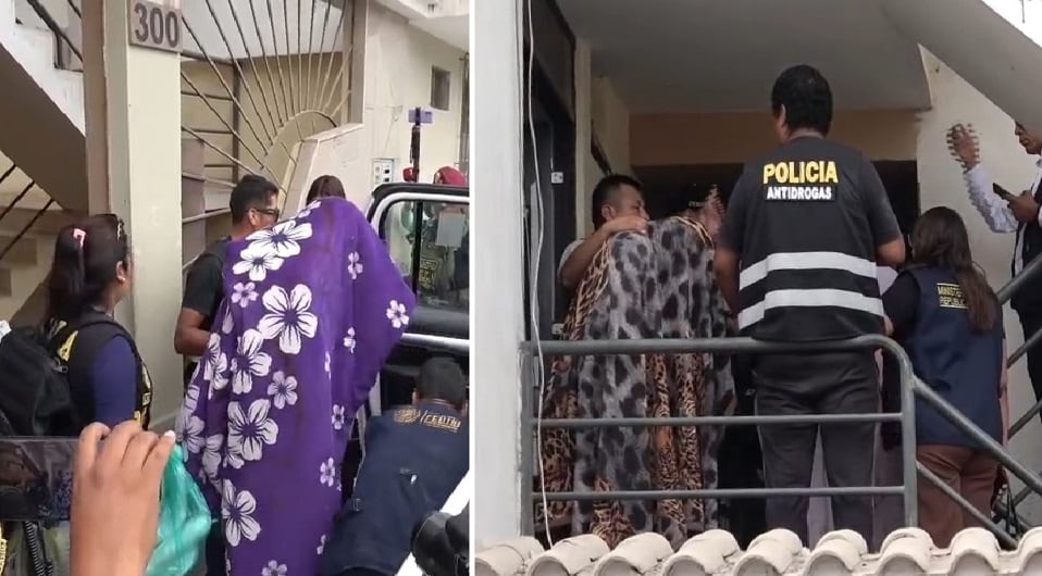 Los varones fueron retirados de la vivienda cubiertos por completo con mantas