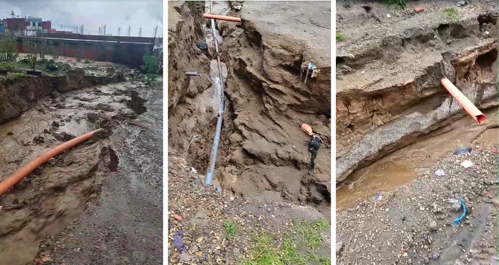 Colapsan tuberías en Embajada de Japón en Cayma (Arequipa) y vecinos se quedan sin agua. Foto: Composición GEC.