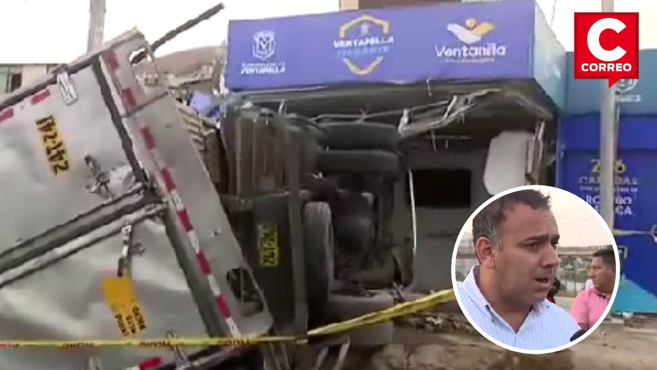 Un camión chocó contra caseta de vigilancia en la avenida Néstor Gambetta