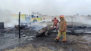Chincha Baja: voraz incendio consume predio que funcionaba como llantería y lavadero