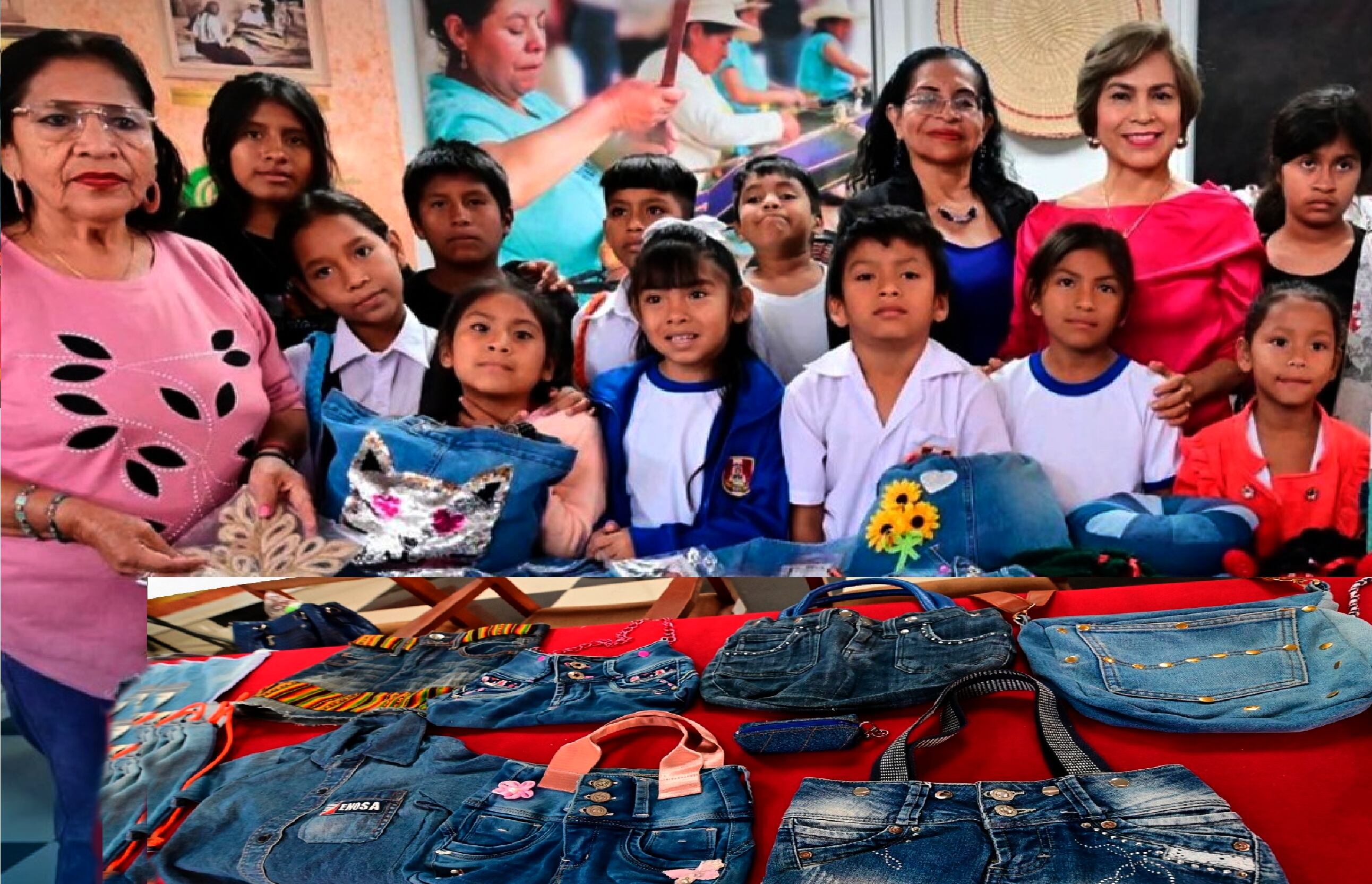 Doña Armida Periche confecciona con jeans en desuso en Piura.
