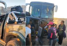 Ica: dos fallecidas y seis heridos tras brutal accidente entre camioneta y bus