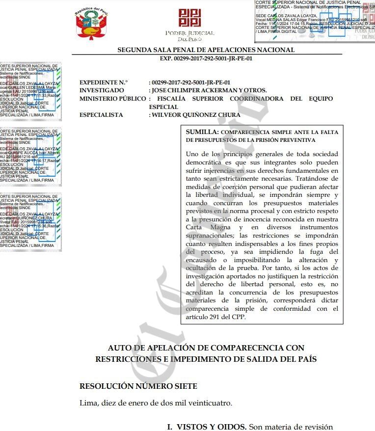 Poder Judicial revoca impedimento de salida del país para Keiko Fujimori y otros investigados en caso Cocteles