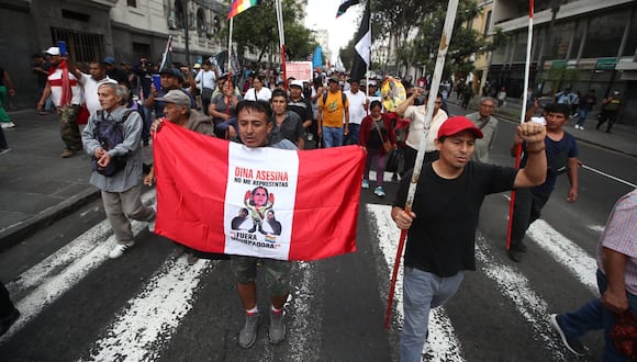 Marcha en el Centro de Lima en contra de Dina Boluarte. (Foto: jorge.cerdan/@photo.gec)
