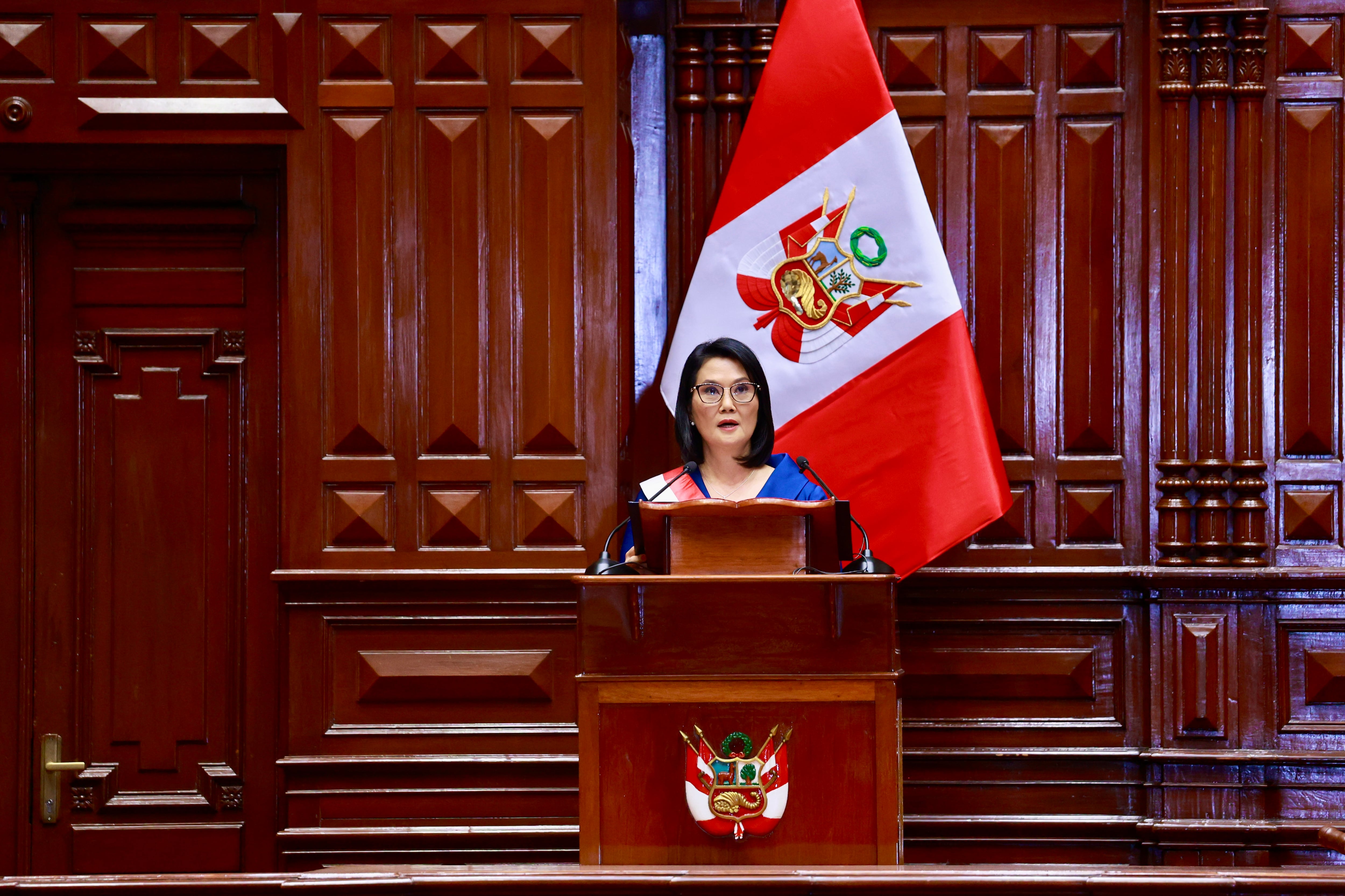 Keiko Fujimori anuncia que las Fuerzas Armadas asumirán control del orden interno durante estados de emergencia. Foto: Congreso de la República.