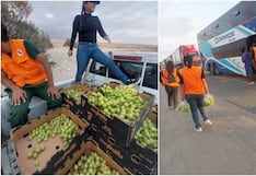 Ica: entregan uva de mesa para personas varadas por huaicos en la Panamericana Sur
