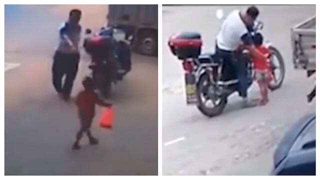 ​El escalofriante momento en que un sujeto secuestra a una niña ofreciéndole golosinas (VIDEO)