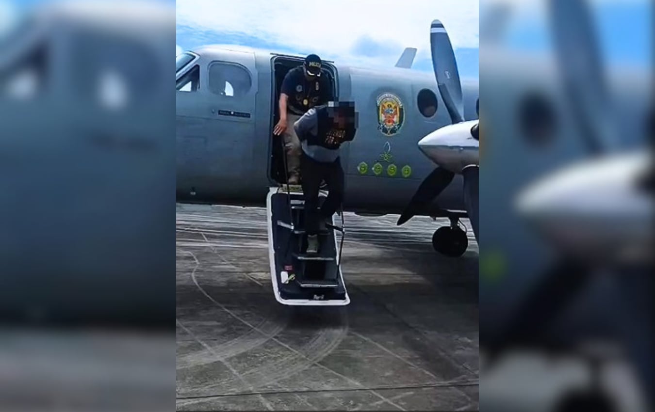 Trasladan en helicóptero a sospechoso de matar a una madre y su hijo en San Martín. Foto: Captura de pantalla.