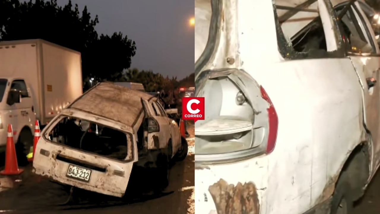 Magdalena: accidente en la Costa Verde deja dos heridos tras choque de auto contra un poste. Composición: Diario Correo.