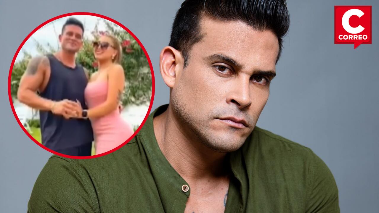 Christian Domínguez se luce con joven rubia después de concierto.