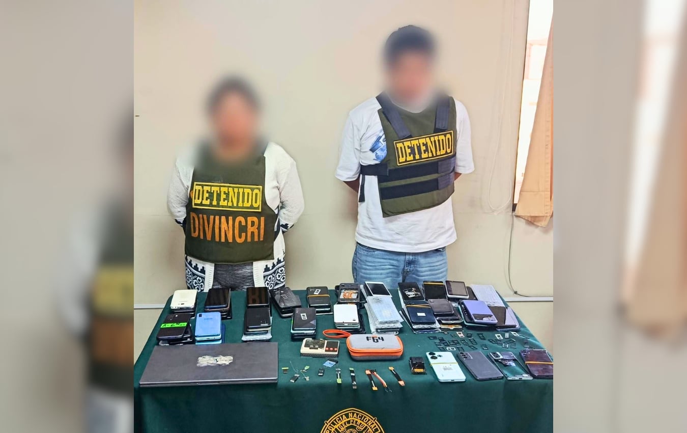 Presunta banda criminal vendía celulares robados en el Cercado de Arequipa. Foto: PNP.