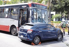 Corredor Rojo sin frenos choca con auto y deja dos heridos en San Isidro