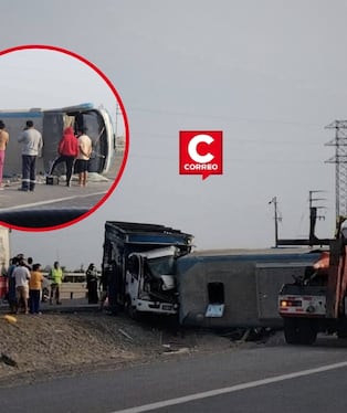 Ica: choque entre bus y camión en la Panamericana Sur deja un muerto y más de 10 heridos en Pisco. Composición: Diario Correo.