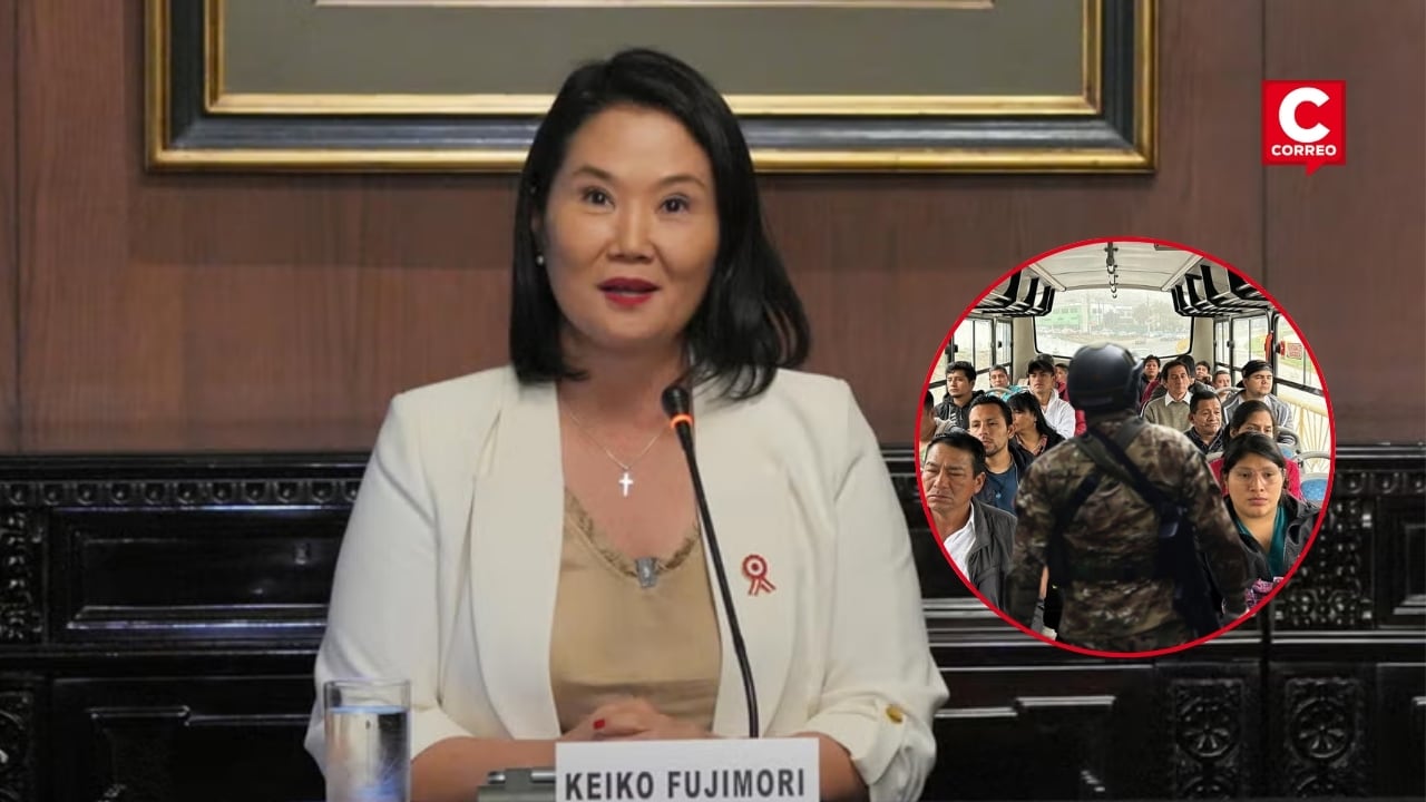 Keiko Fujimori confirma presencia de Fuerzas Armadas en las calles y transporte público. Composición: Diario Correo.