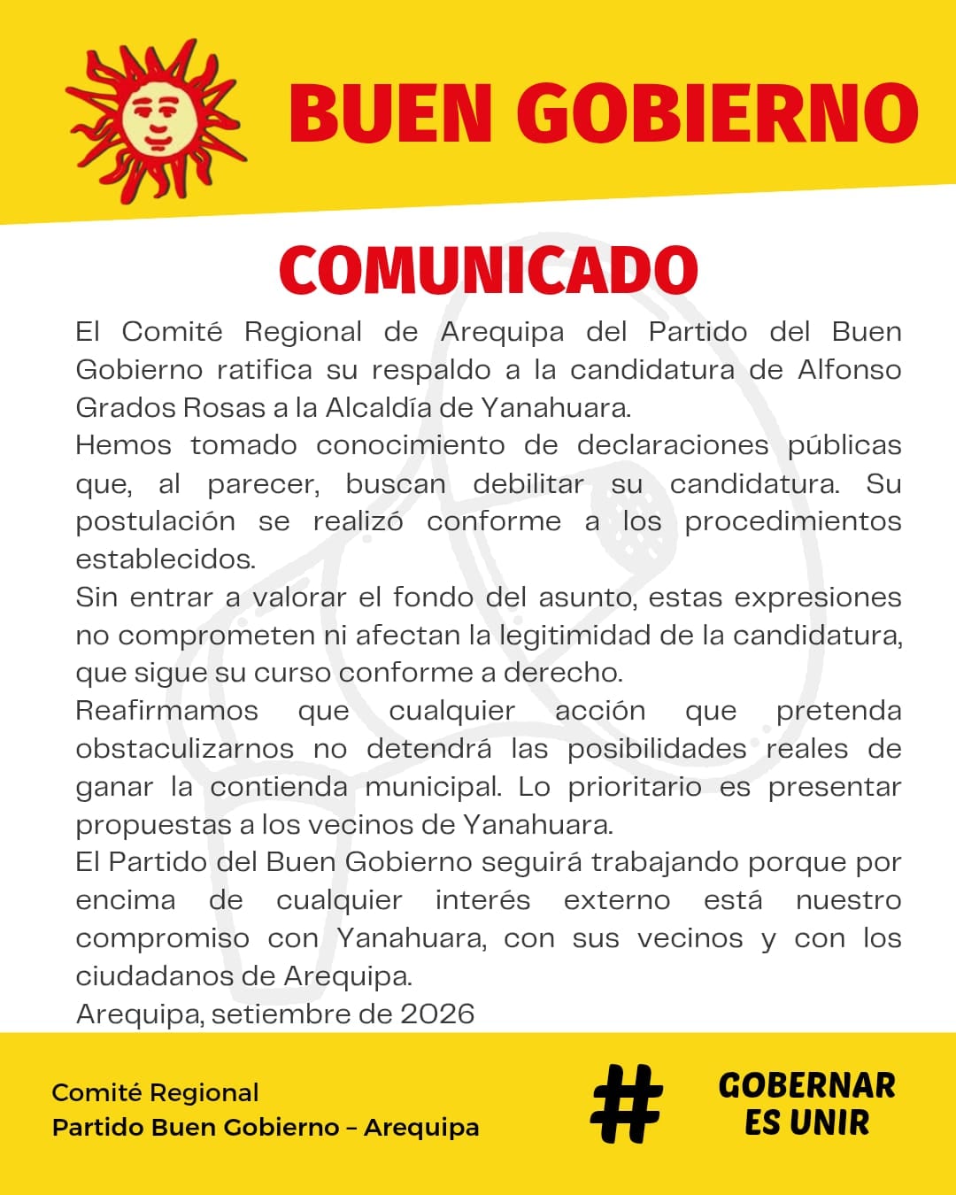 Comunicado del Comité Regional de Buen Gobierno