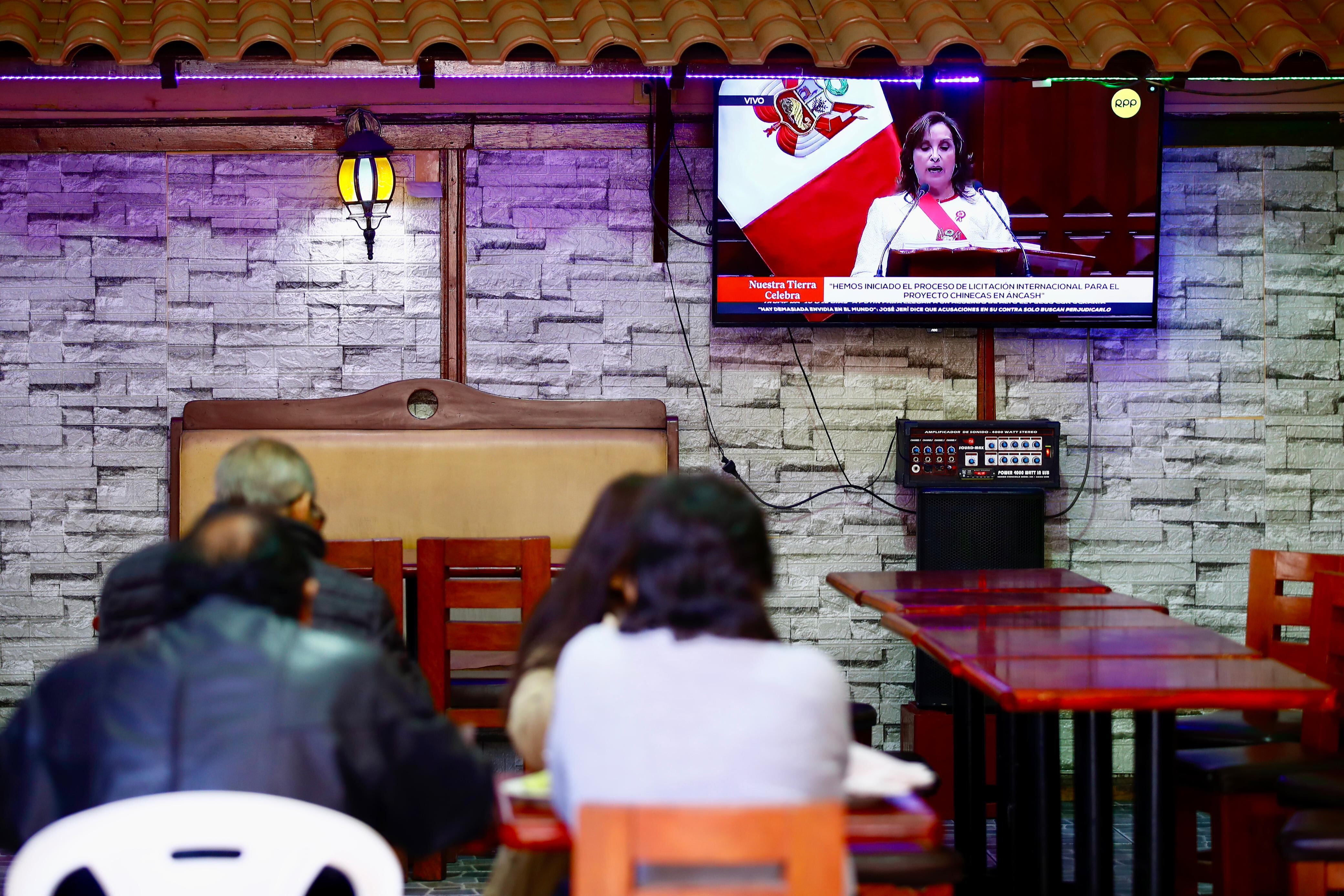 Dina Boluarte da extenso mensaje por 28 de julio. (Foto: Fernando Sangama / @photo.gec)