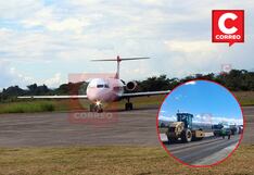 Trabajos de mantenimiento en pista de aterrizaje del aeropuerto Carlé tiene un 40% de avance