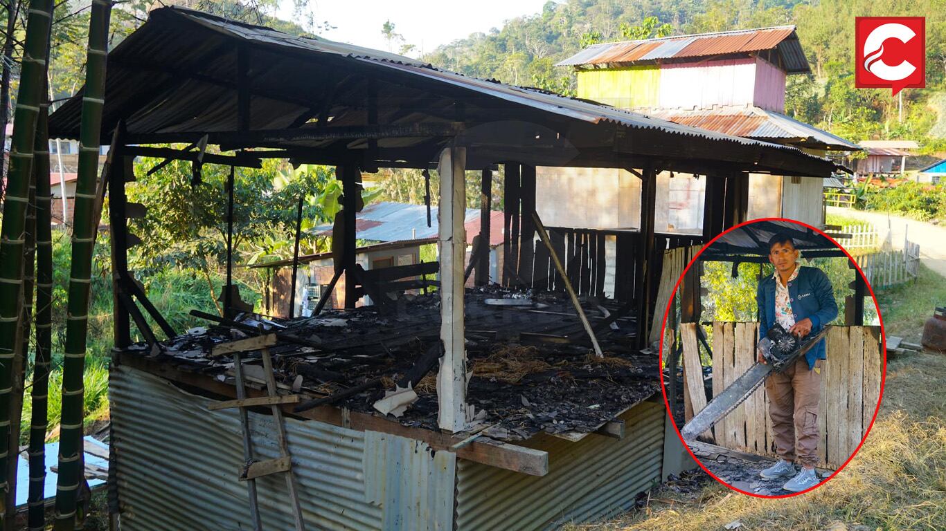 Vivienda de agricultor después del incendio.