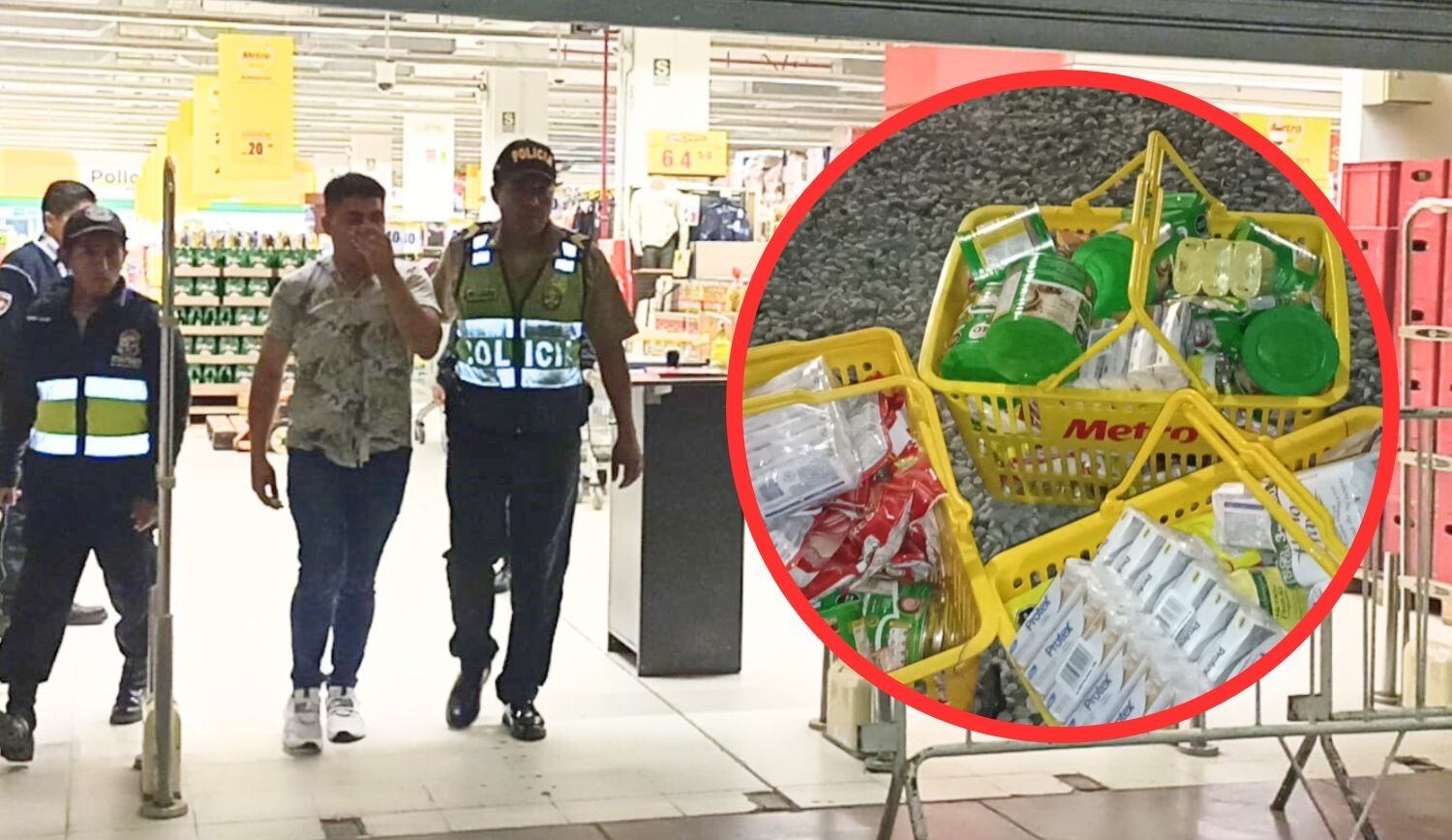 Estas personas intentaron ocultar los productos en cajas de lejía, pero fueron detectados por cámaras de videovigilancia.