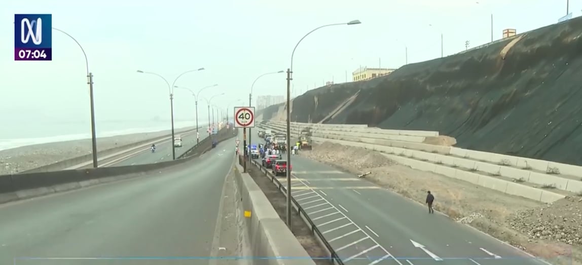 Autoridades disponen la restricción del tránsito en casi cinco kilómetros debido a oleajes anómalos, acumulación de residuos y fallas en la infraestructura FOTO: CAPTURA CANAL N