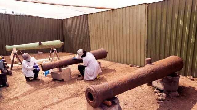 Centro de Lima: recuperan cañones de guerra usados en la época virreinal