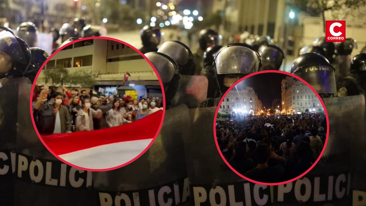Manifestantes exigen retiro de fondos AFP en jornada de tensión y enfrentamientos con la PNP. Marcha deja jóvenes heridos. (Foto: Composición GEC - Redes sociales)