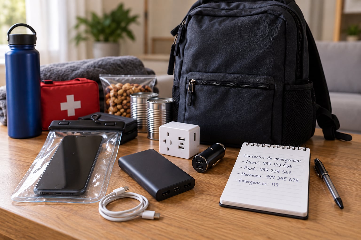 Además del agua, alimentos y botiquín, algunos accesorios pueden proteger el celular, facilitar su recarga y mantener disponibles contactos importantes durante una emergencia.