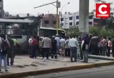 Bus del Corredor Morado deja 8 heridos tras chocar contra poste en San Juan de Lurigancho