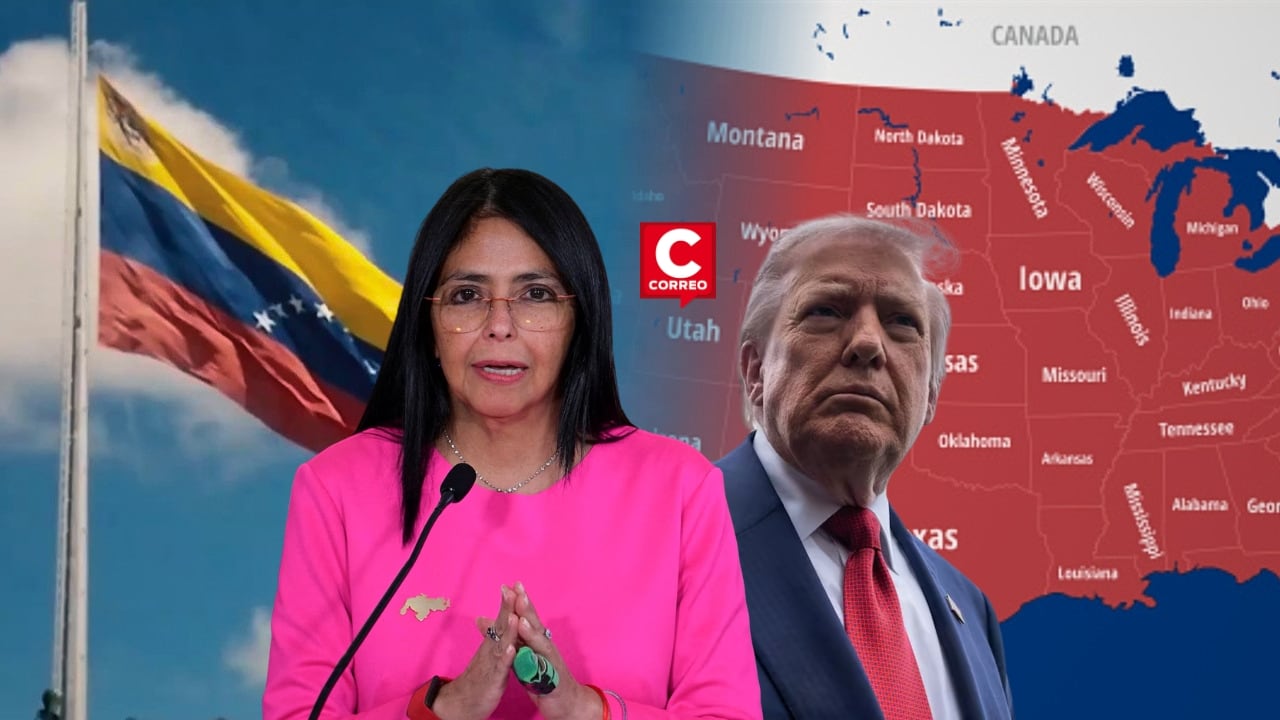 Delcy Rodríguez responde a Trump y afirma “Venezuela jamás será el estado 51 de Estados Unidos”. Composición: Diario Correo.