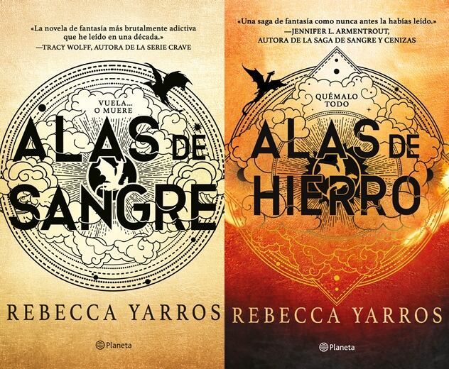 De izquierda a derecha, los libros de Rebecca Yarros en orden de aparición (Foto: Planeta)