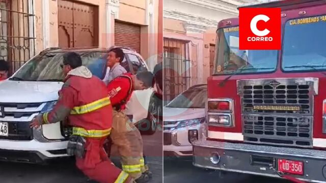 Bomberos de Arequipa arrastran camioneta por obstruir pista para el paso de un camión autobomba (VIDEO)