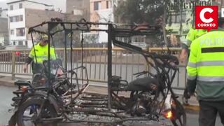 Comerciantes queman mototaxi usada por delincuentes en el Mercado de Frutas