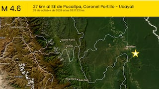 Sismo de magnitud 4.6 sacudió Pucallpa hoy, 29 de octubre: epicentro en Ucayali