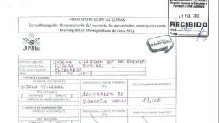 Susana Villarán proyecta gastar S/.13,100 en campaña por el "No" a revocatoria